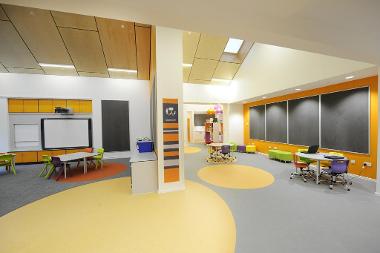 Kirkmichael primary large classroom split into 2 learning areas